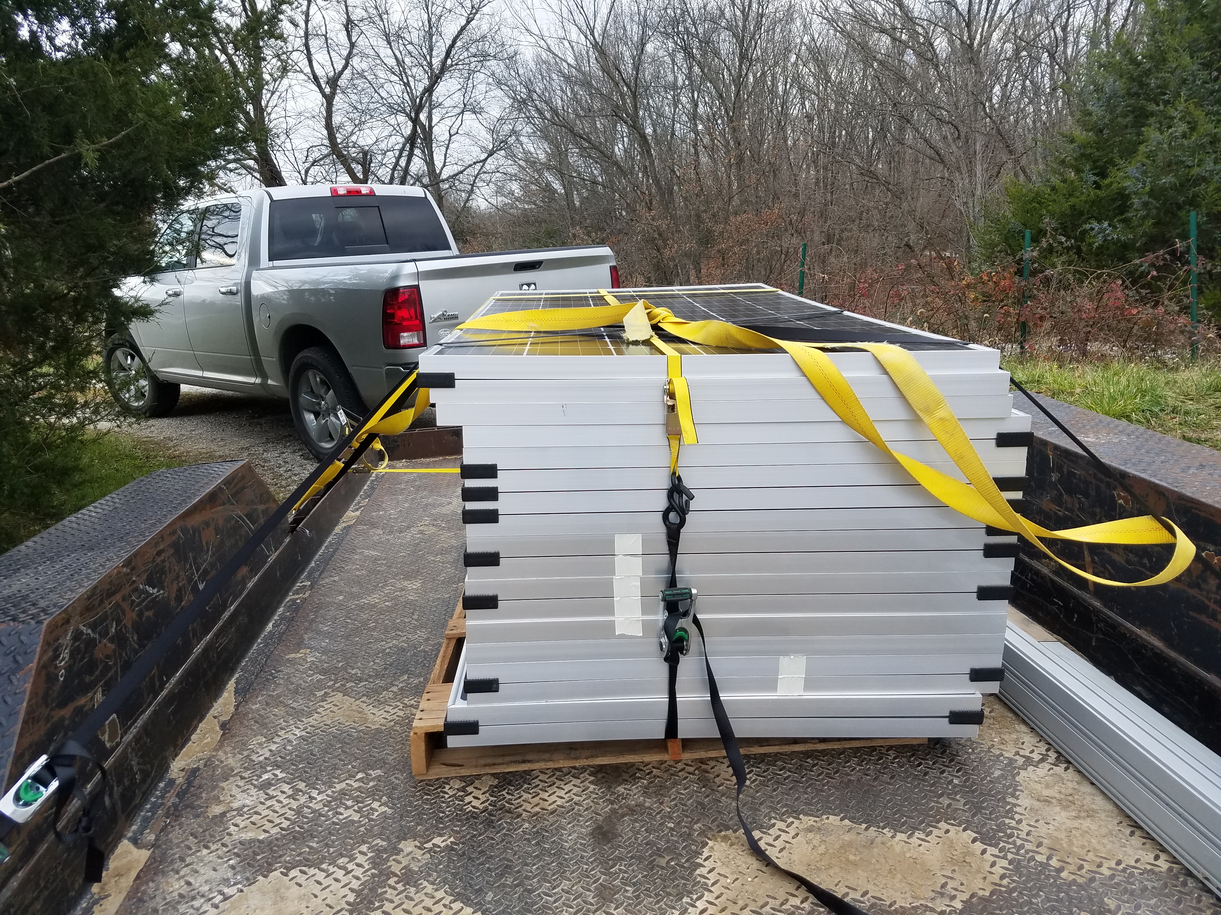 Solar panels secured for remove and reinstall during a roof project